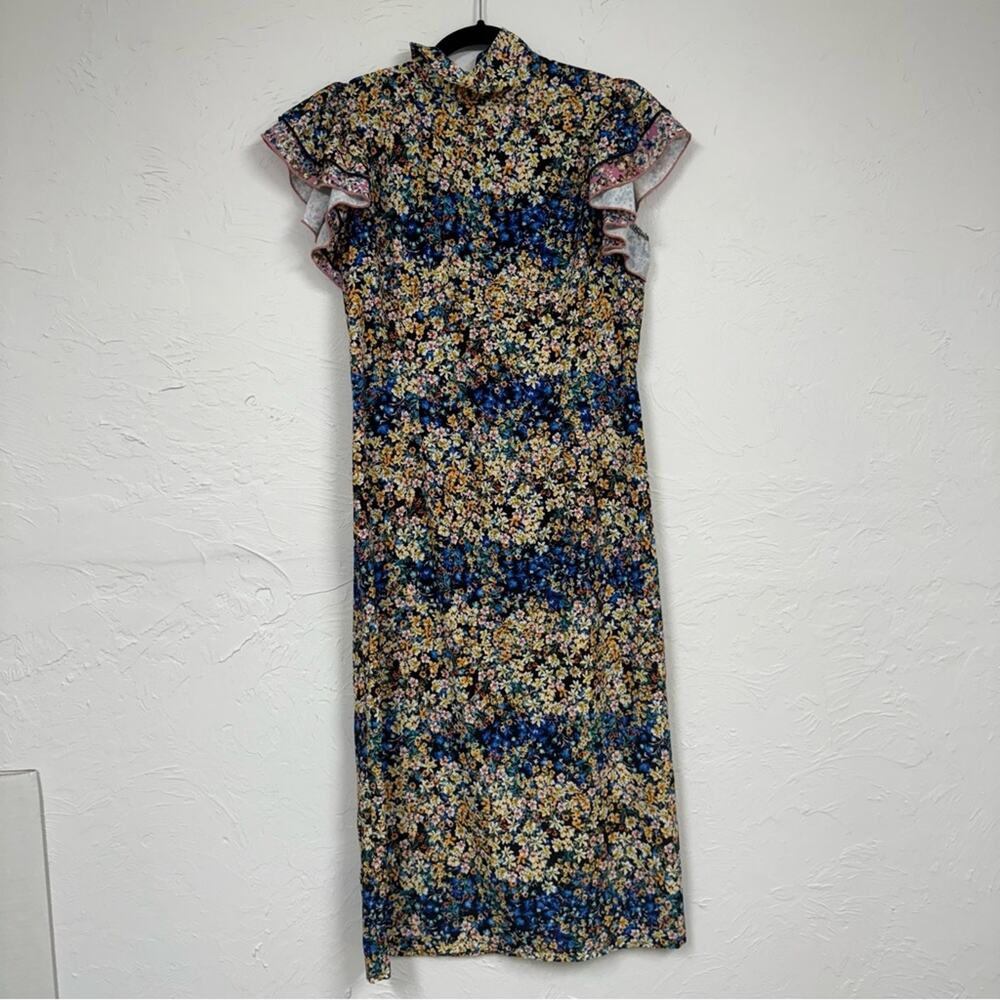 Never Fully Dressed Floral Midi Dress in Blue, Yellow, Pink